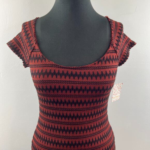 NEW Free People Cozy Day Copper Black Knit Sweater Dress Tunic XS $118 - Picture 2 of 10